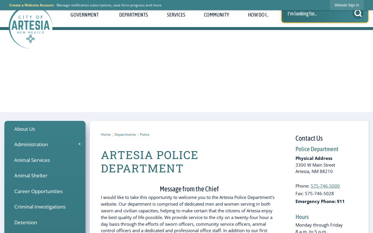 Artesia Police Department, Eddy County arrest-record source